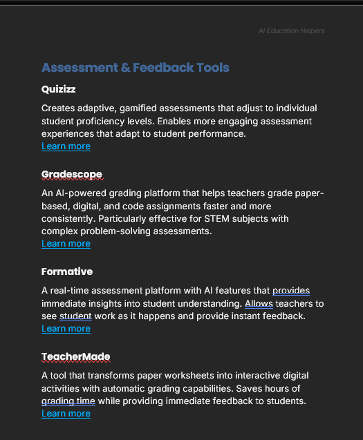 AI Education Helpers