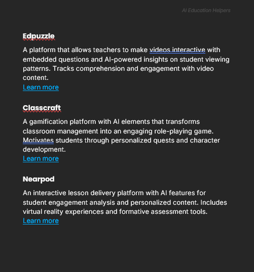 AI Education Helpers