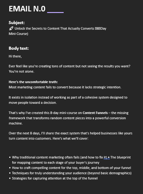 Create Your Content Funnel – Mini-Course e-book: