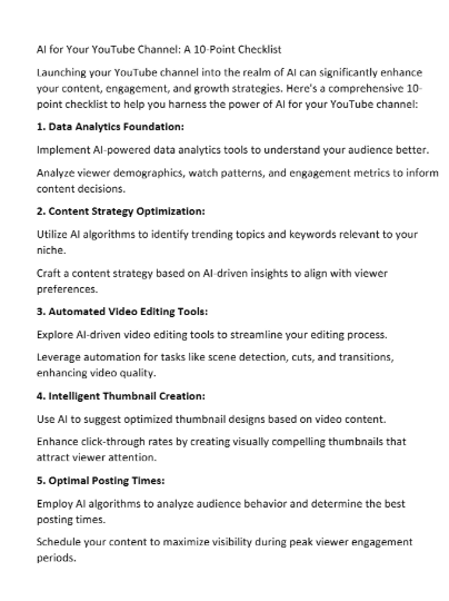 AI YouTube Masterclass & Checklist